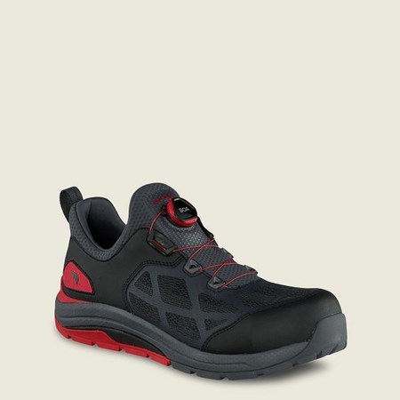 Red Wing CoolTech Athletics Safety Toe Men's Work Shoes Black / Red | 6813VUGPZ