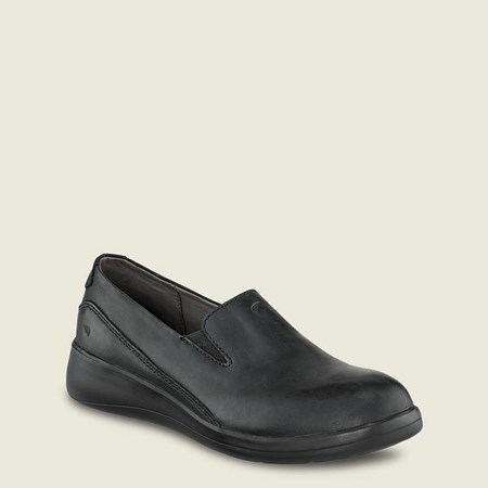 Red Wing Zero-G Lite Soft Toe Leather Slip-On Women's Work Shoes Black | 0851HZGDY
